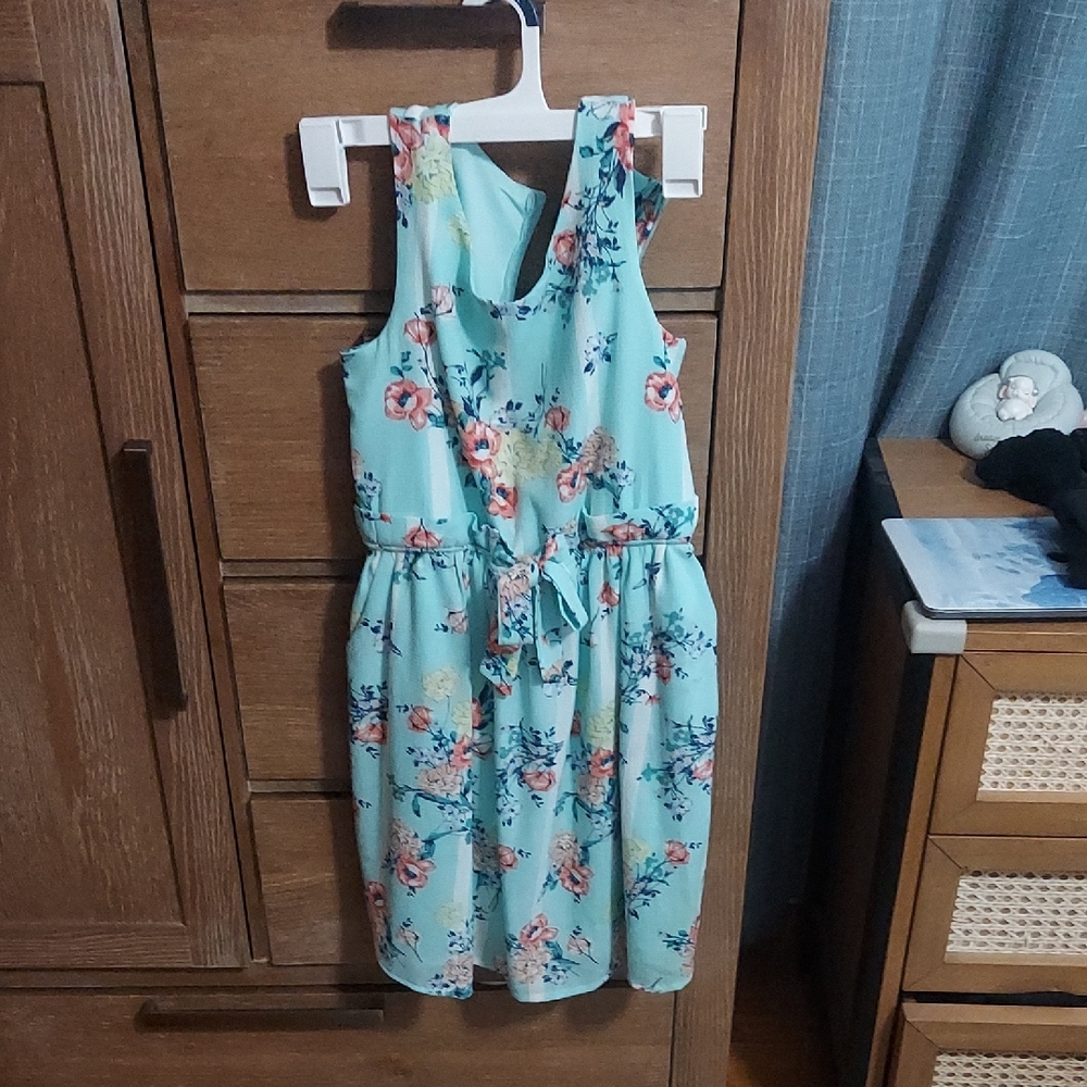 Xhilaration Floral Kids Dress - Light Blue and Pink